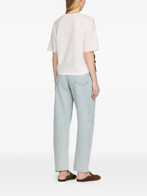 SANDRO floral-detail panel top - Neutrals