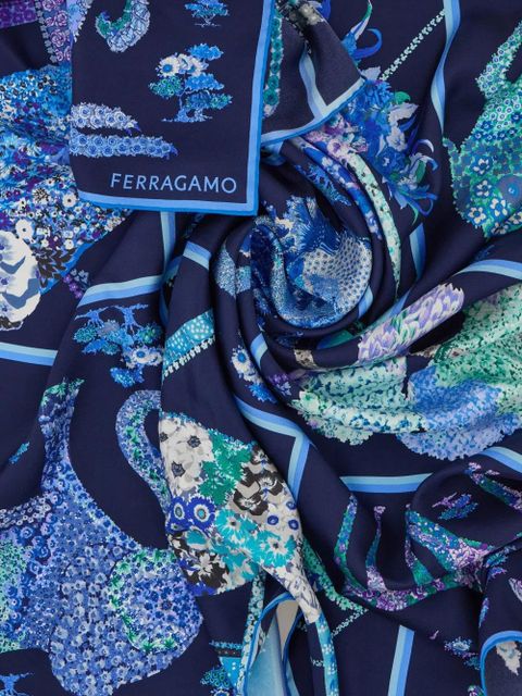Ferragamo patchwork-print silk scarf - Blue - zdjęcie produktu nr 2