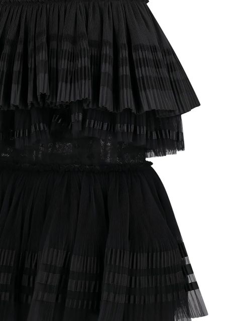 Blumarine pleated tiered maxi dress - Black