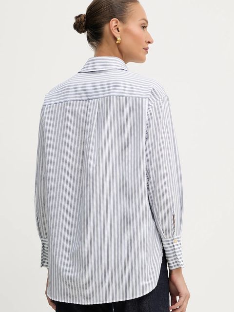 Elisabetta Franchi koszula bawełniana damska kolor niebieski relaxed z kołnierzykiem klasycznym CA11156E2