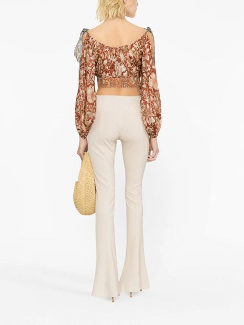 ZIMMERMANN Chintz floral-print silk crop top - Brown