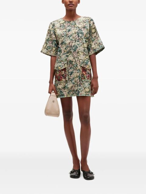 GANNI floral-print pocket mini dress - Neutrals - zdjęcie produktu nr 2