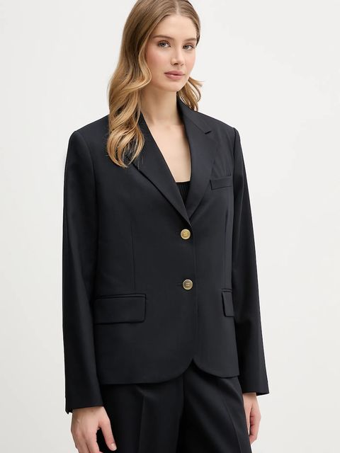 Tommy Hilfiger marynarka z dodatkiem wełny kolor granatowy jednorzędowa gładka WW0WW47912 - zdjęcie produktu nr 1