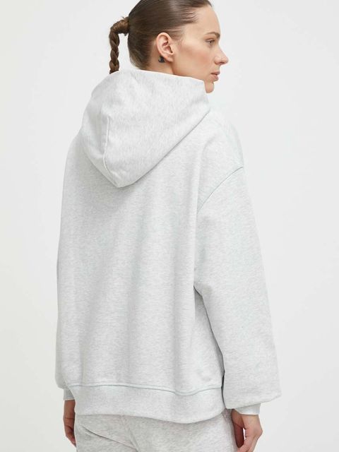 New Balance bluza bawełniana WT41537AHH damska kolor szary z kapturem melanżowa WT41537AHH