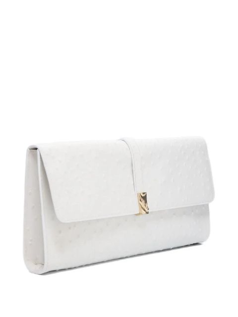 LouLou de Saison MOHINI Ostrich-effect leather clutch bag - White - zdjęcie produktu nr 2
