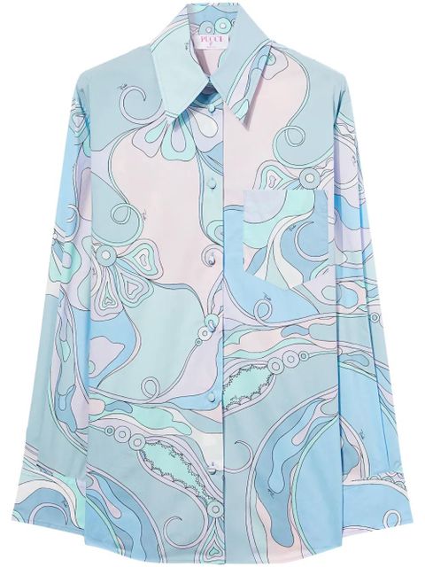 PUCCI orchidee-print cotton shirt - Blue - zdjęcie produktu nr 1