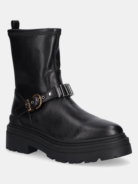 Pinko workery skórzane Mia 27 kolor czarny na płaskim obcasie SD0447P061Z99 - zdjęcie produktu nr 1