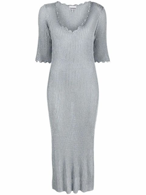 GANNI ribbed-knit dress - Blue - zdjęcie produktu nr 1