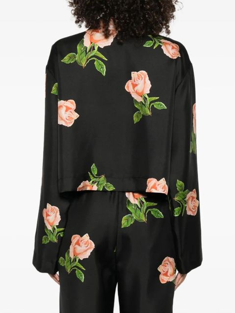 Nanushka Vally rose-print long-sleeve shirt - Black