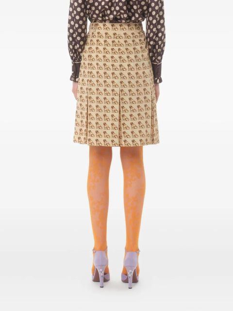 Valentino Garavani pleated dog-print mini skirt - Neutrals