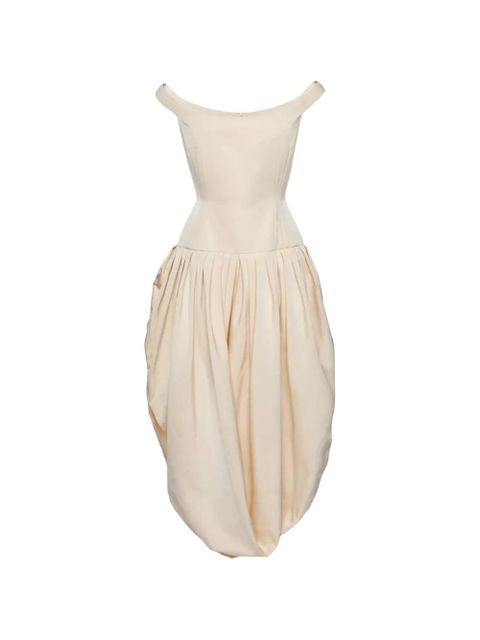 Magda Butrym off-shoulder bubble-skirt draped dress - Neutrals - zdjęcie produktu nr 1