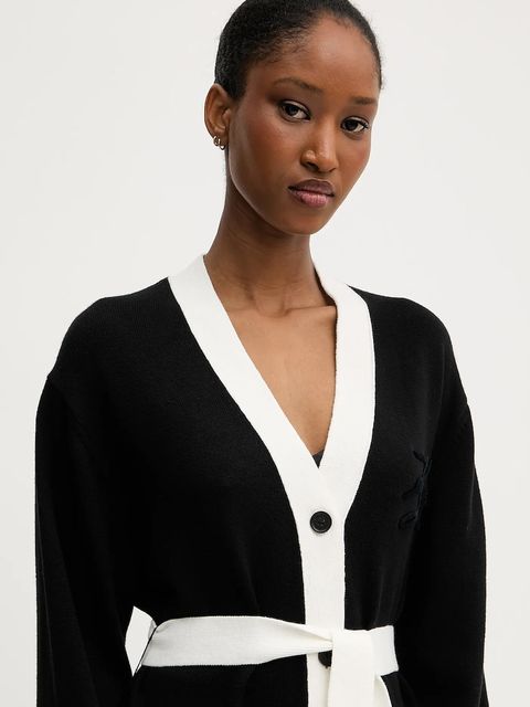 Karl Lagerfeld kardigan z domieszką wełny damski kolor czarny A3W18026