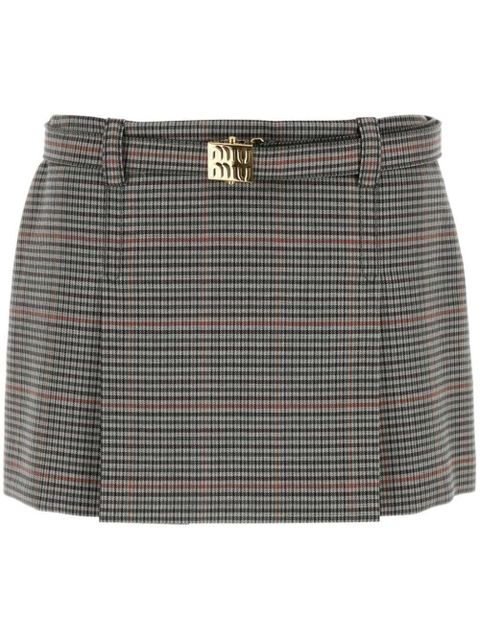 Miu Miu checked mini skirt - Grey