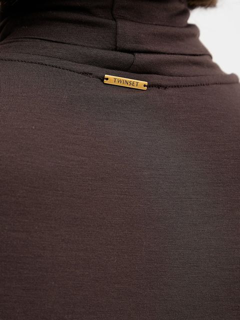 Twinset sweter damski kolor brązowy lekki z golfem 252LI2WAA