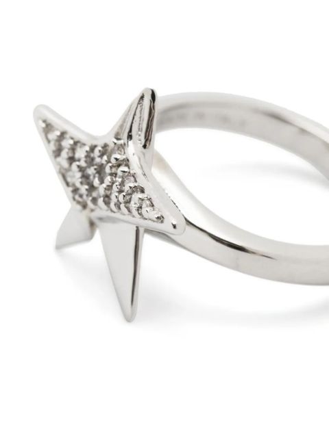 Ferragamo logo-engraved star-stud ring - Silver