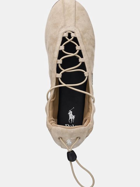 Polo Ralph Lauren baleriny zamszowe Ballerina Lace Up kolor beżowy 804P04927001