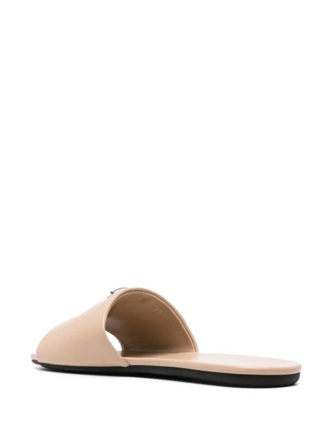 Prada triangle-logo leather slides - Neutrals