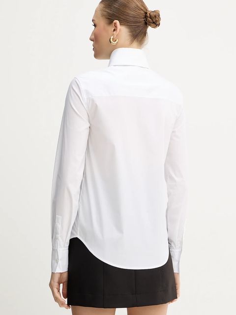 Karl Lagerfeld koszula z dodatkiem bawełny damska kolor biały regular z kołnierzykiem klasycznym A4W11038