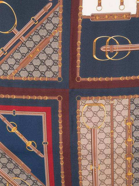 Gucci Gucci heritage-print silk scarf - Red - zdjęcie produktu nr 2