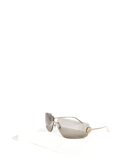 Jimmy Choo crystal-embellished rimless sunglasses - Brown - zdjęcie produktu nr 2