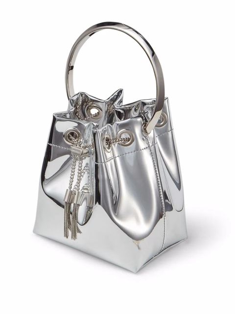 Jimmy Choo Bon Bon metallic-effect bucket bag - Silver