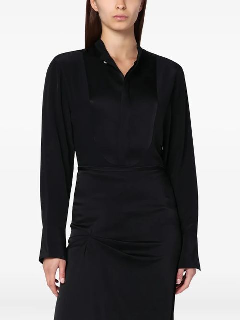 Victoria Beckham crystal-button satin-panel shirt - Black - zdjęcie produktu nr 1