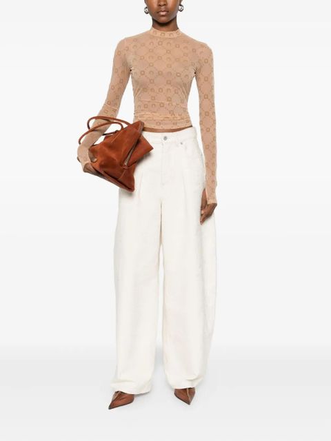 Marine Serre Moon-pattern mesh top - Neutrals