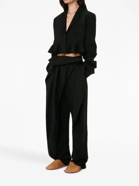 JW Anderson ruffled-trim cropped blazer - Black