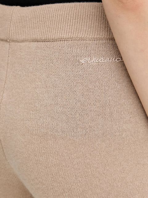 ERMANNO Firenze spodnie wełniane damskie kolor beżowy szerokie high waist 57TP033E52