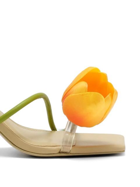 Cult Gaia Ria floral-strap leather sandals - Neutrals - zdjęcie produktu nr 2