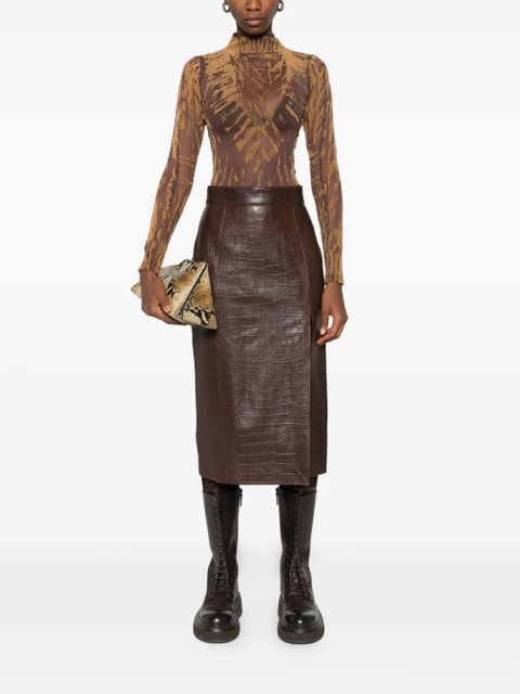 Diesel abstract-print high-neck bodysuit - Brown