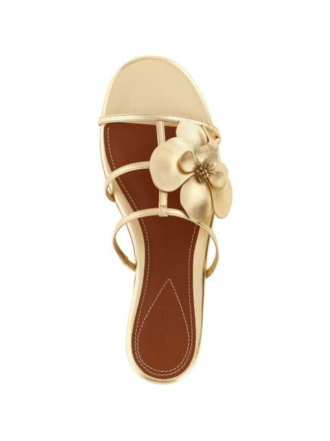 ZIMMERMANN laminated leather floral slides - Gold