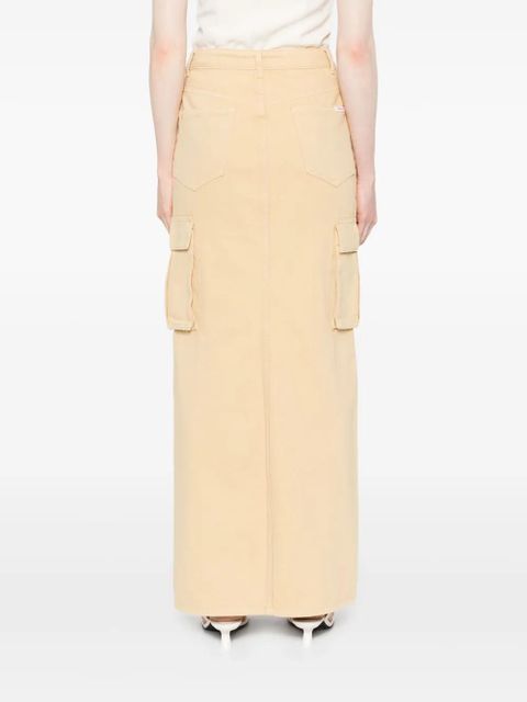 Self-Portrait gem-embellished denim maxi skirt - Neutrals