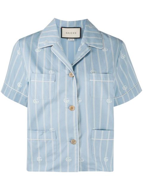 Gucci striped short-sleeve shirt - Blue - zdjęcie produktu nr 1