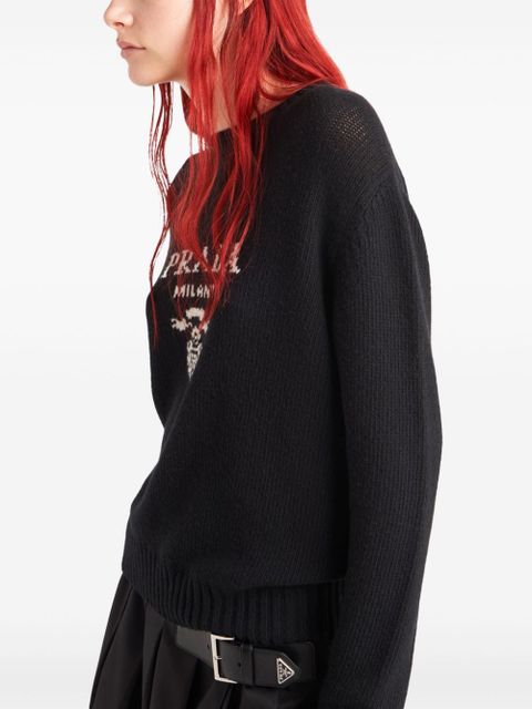 Prada logo-intarsia wool-cashmere jumper - Black