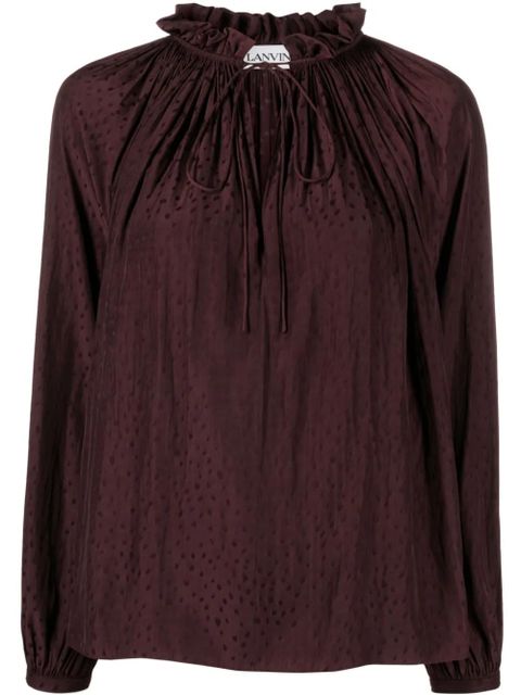 Lanvin ruffle-detailed flared blouse - Brown - zdjęcie produktu nr 1