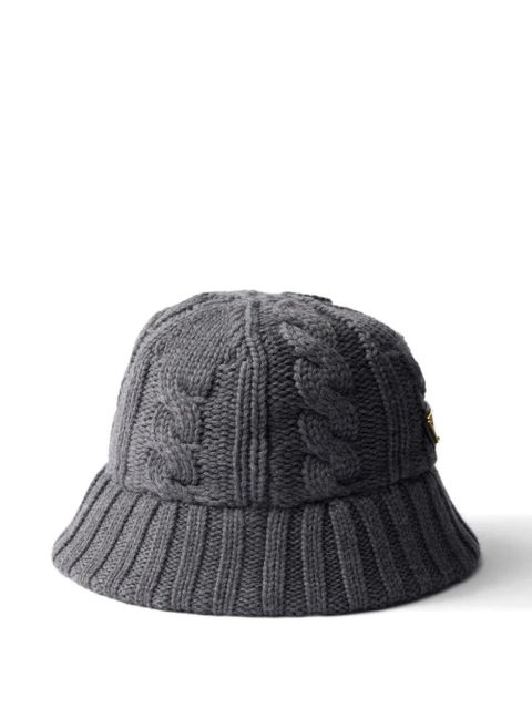 Prada cable-knit logo bucket hat - Grey - zdjęcie produktu nr 2