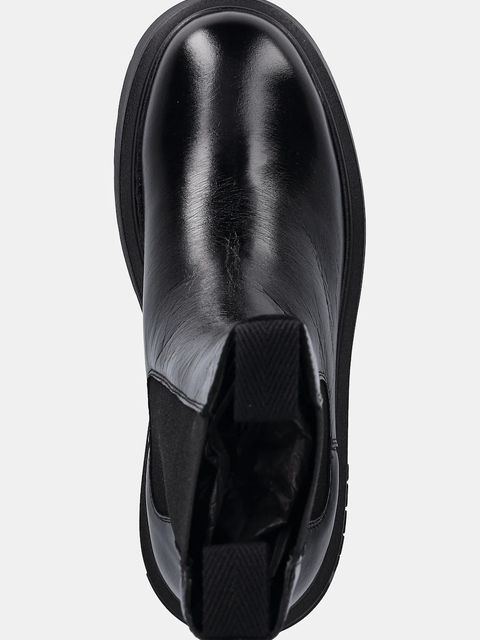 Tommy Jeans botki skórzane CHUNKY SHINY LEATHER CHELSEA damskie kolor czarny na płaskim obcasie EN0EN02888 - zdjęcie produktu nr 2