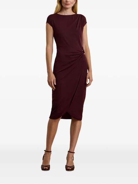 Lauren Ralph Lauren draped ring-detail midi dress - Red - zdjęcie produktu nr 2