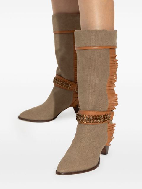ISABEL MARANT 60mm Levon fringed boots - Neutrals