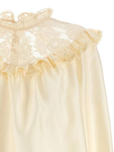 ZIMMERMANN lace ruffled silk blouse - Neutrals