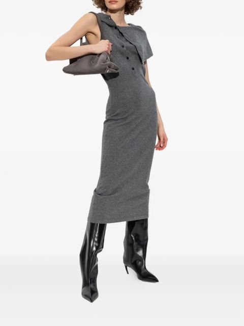 The Attico cowl-neck buttoned midi dress - Grey - zdjęcie produktu nr 2