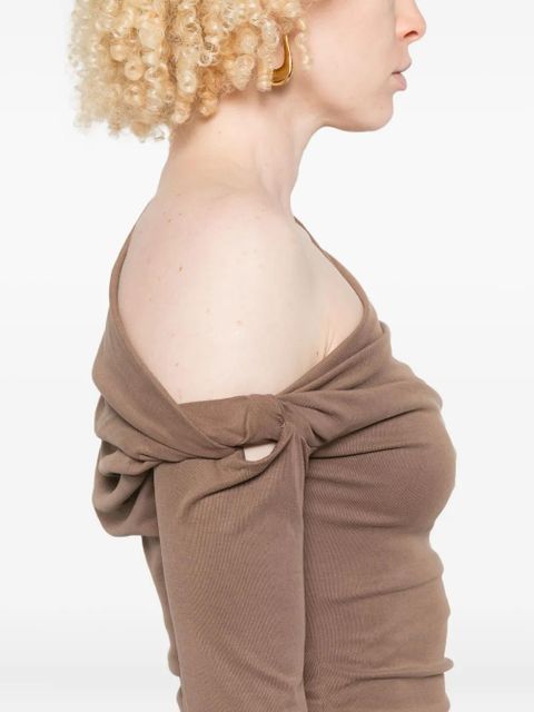 Paris Georgia Manahou one-shoulder draped dress - Neutrals