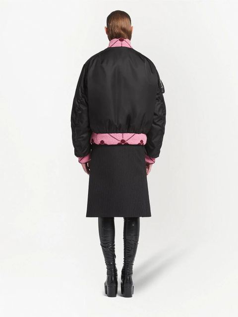 Prada Re-Nylon jacquard-trim bomber jacket - Black