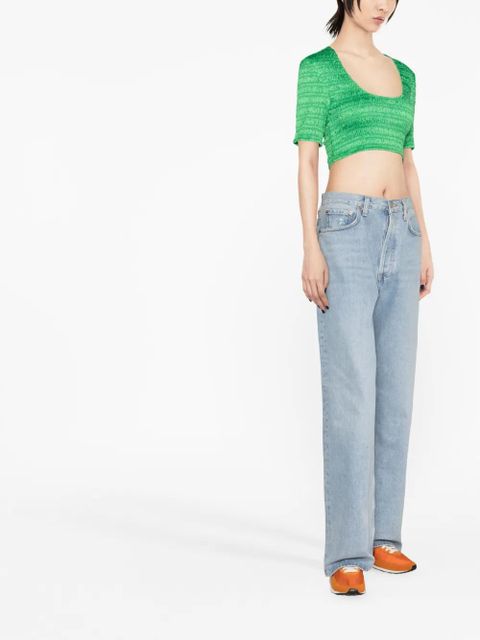 GANNI cropped smocked top - Green - zdjęcie produktu nr 2