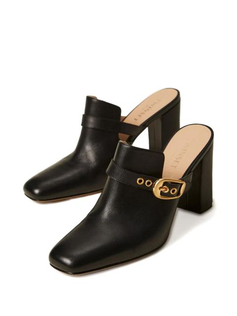 TWINSET buckle leather mules - Black - zdjęcie produktu nr 2
