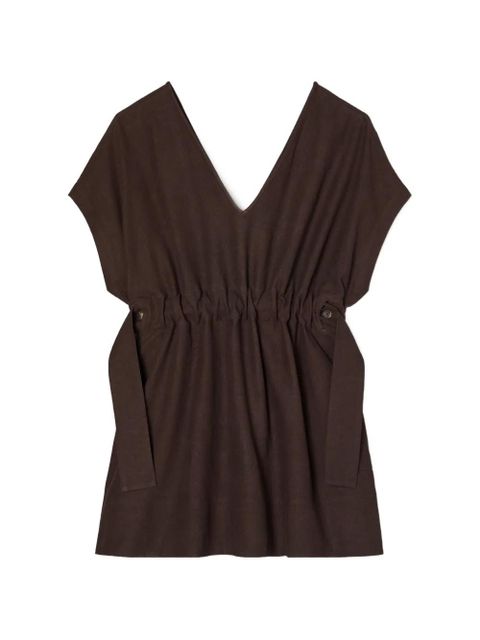 Tory Burch cinched linen dress - Brown - zdjęcie produktu nr 1