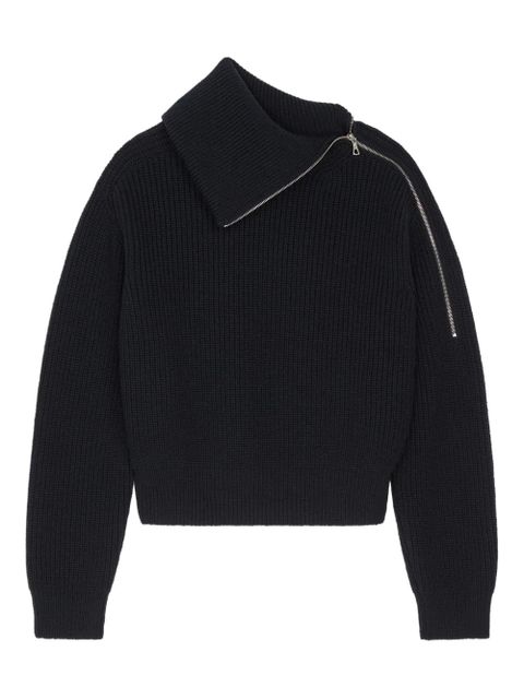 DRIES VAN NOTEN zipped high-neck wool sweater - Black - zdjęcie produktu nr 1