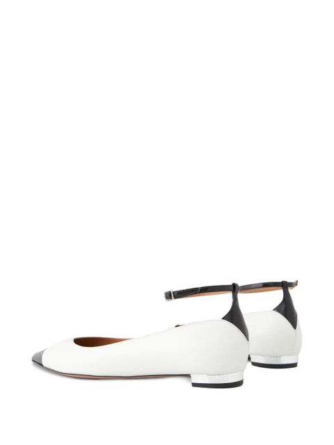 Aquazzura pointed ankle-strap ballet flats - White