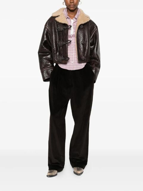 ETRO shearling-collar leather jacket - Brown